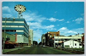 Billings Montana~View Shows Famous Carter Clock On 3rd Ave No~Vintage Postcard