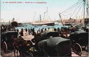 Argentina Buenos Aires Salida de un Transatlantico Vintage Postcard C140