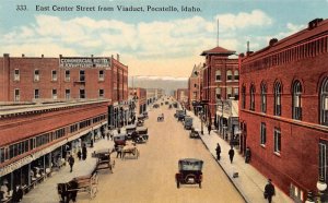 Pocatello Idaho East Center Street View from Viaduct Vintage Postcard U703