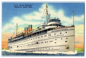 c1940's Steamship South American Mackinac Island Michigan MI Unposted Postcard