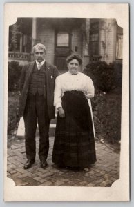 RPPC Edwardian Couple Posing in Marietta Man Striped Suit c1908 Postcard C21