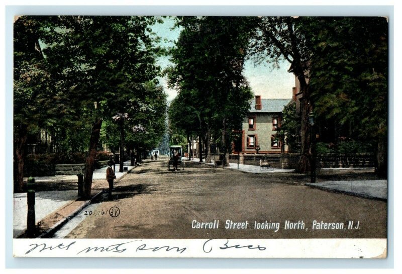 1907 Carol Street Looking North Carriage Paterson New Jersey NJ Antique Postcard 