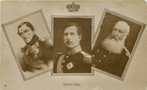 Vintage Postcard Vignette Portraits of kings of Belgium Leopold Albert Royalty
