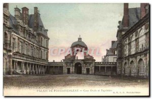 Old Postcard Fontainebleau Palace Oval Court and baptistry