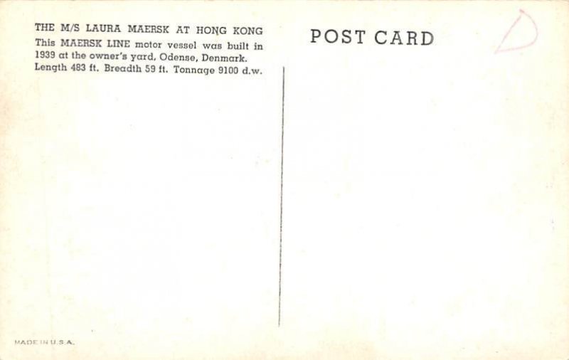 M S Laura Maersk Printed Photo Mersk Line Ship 