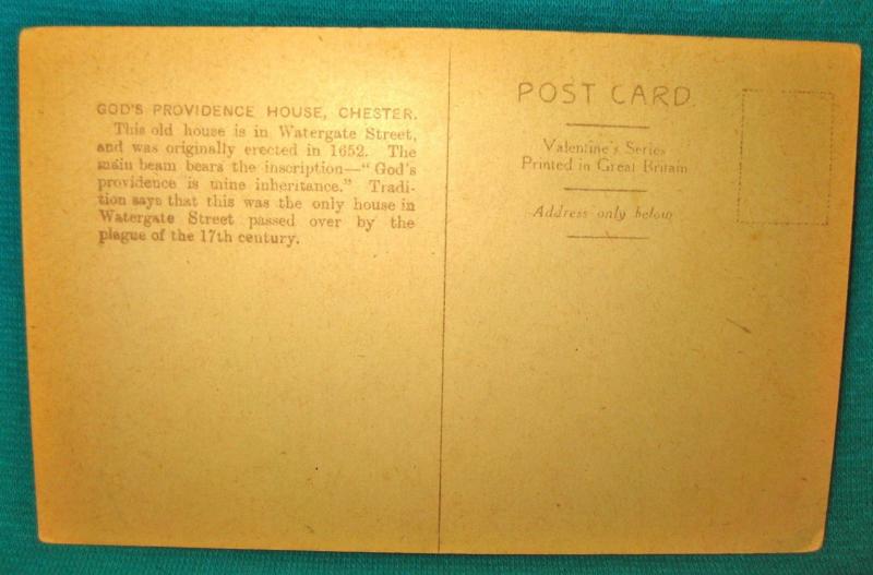 1907-15 God's Providence House Chester Black Plague 1652 Watergate St. Postcard