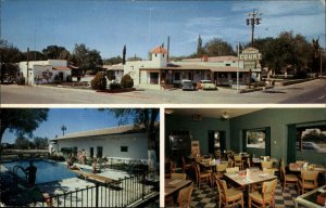 Las Cruces New Mexico NM Broadway Courts Motel Pool Cars c1950s-60s Postcard