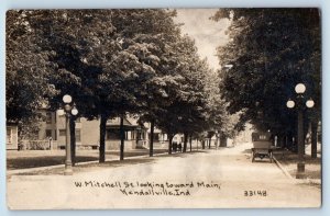 Kendallville Indiana IN Postcard RPPC Photo W. Mitchell St. Looking Toward Main