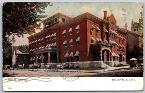 Postcard Belleville Ontario 1907 Hotel Quinte Hastings County Split Ring Trinity