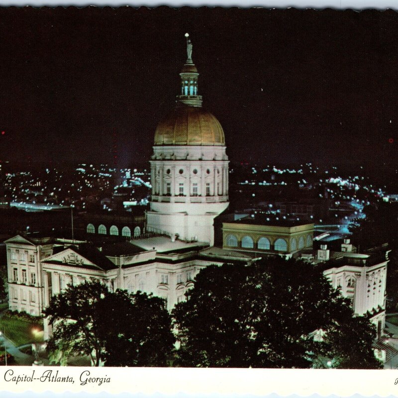 c1970s Atlanta GA Night View Capitol Downtown Light Skyline 4x6 PC Jim Doane M13