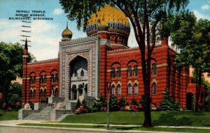 USA Tripoli Temple Shrine Mosque Milwaukee Wisconsin Linen Postcard  03.80