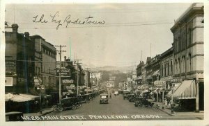 Oregon Pendleton Main Street #28 1920's Andrews RPPC Photo Postcard 22-4536