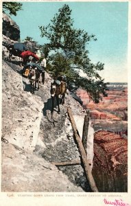 Grand Canyon Arizona AZ, Starting Down Grand View Trail, National Park, Postcard