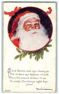 1920 Christmas Santa Claus Pine Cone Trenton New Jersey NJ Antique Postcard