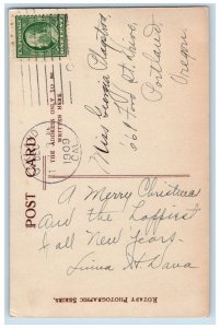 Oakland California CA Postcard Christmas Horse Carriage Holly Berries 1909