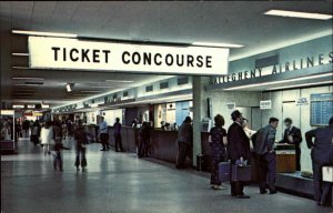 Windsor Locks Connecticut CT Airport Interior View 1950s-60s Postcard