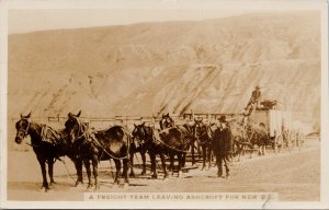 Ashcroft British Columbia Freight Team Horses Wagon Men Gowen Sutton Postcard G1