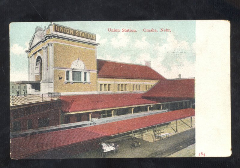 OMAHA NEBRASKA UNION RAILROAD DEPOT TRAIN STATION VINTAGE POSTCARD EVANSVILLE