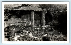 RPPC SAN ANTONIO, TX Texas ~   SUNKEN GARDENS  c1930s Bexar County Postcard