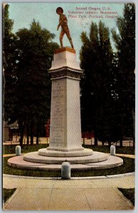 Portland Oregon 1910 Postcard Second Oregon US Volunteer Infantry Monument