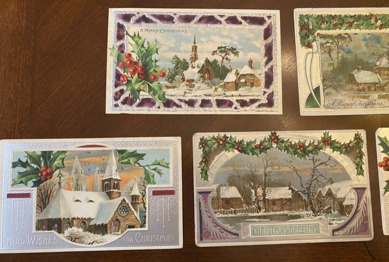 Silver Frame Vintage Christmas Postcard Lot