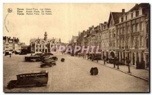 Old Postcard Belgium Ypres Grand Place Hotel plan