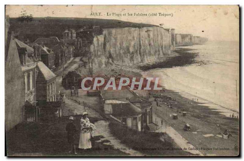 Old Postcard The Ault Beach and Cliffs