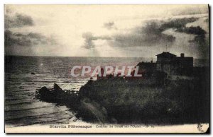 Old Postcard Biarritz Picturesque Sunset On The Ocean Soled