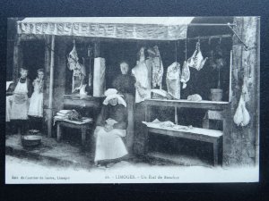 France Limoges Traditional Craft - de Boucher THE BUTCHERS SHOP c1905 Postcard