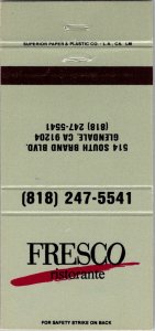 Vintage Matchbook Cover Fresco Ristorante Glendale, California MB171