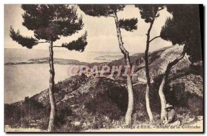 Old Postcard Eze Sur Mer Corniche Road Village