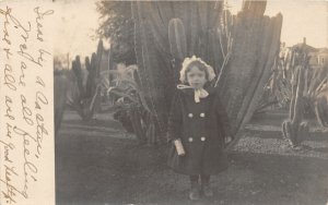 G80/ Los Angeles California Postcard RPPC Pretty Girl Cactus Garden
