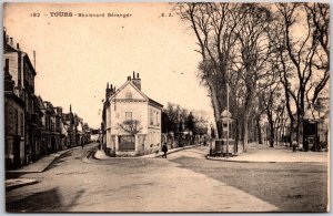 Tours Boulevard Beranger Home on Corner France Vintage Postcard