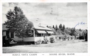 Moose River, ME Maine  BUENA VISTA CAMPS  Roadside  SOMERSET CO  1951 Postcard