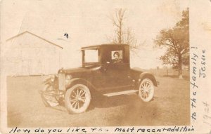 Lady Driving Car Automobile Real Photo Vintage Postcard AA26939