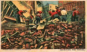 Vintage Postcard 1900's Firemen Searching for Victims Pub. NY Sunday American