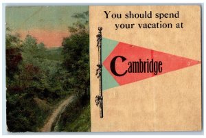 1916 You Should Spend Your Vacation At Cambridge Pennant Vintage Posted Postcard