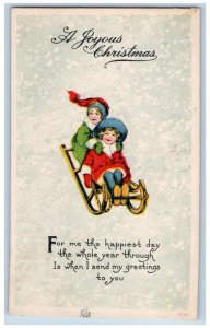 Christmas Postcard Children Sledding Winter Shepard Montana MT 1916 Antique