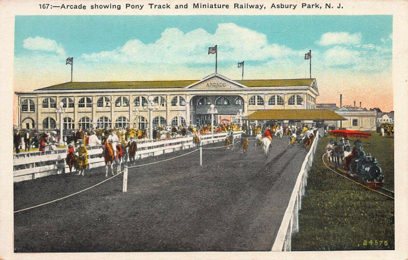 Arcade, Pony Track, and Miniature Railway, Asbury Park,  N.J., Early Postcard