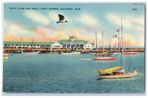 c1950's Yacht Club And Small Craft Harbor Gulfport Mississippi MS Postcard
