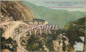 Old Postcard Tram Line Menton Sospel Viaduct Caramel