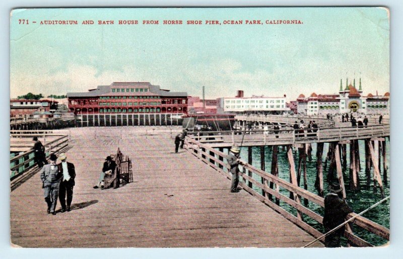 OCEAN PARK, CA California  BATH HOUSE from PIER c1910s Amusement Park  Postcard