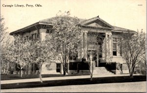 Postcard Carnegie Library in Perry, Oklahoma