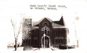 Kansas Ks Postcard Real Photo RPPC c1950 LA CROSSE Rush County Court House