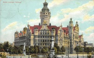 Leipzig Germany 1907 Postcard Neues Leipziger Rathaus City Hall Posted To USA