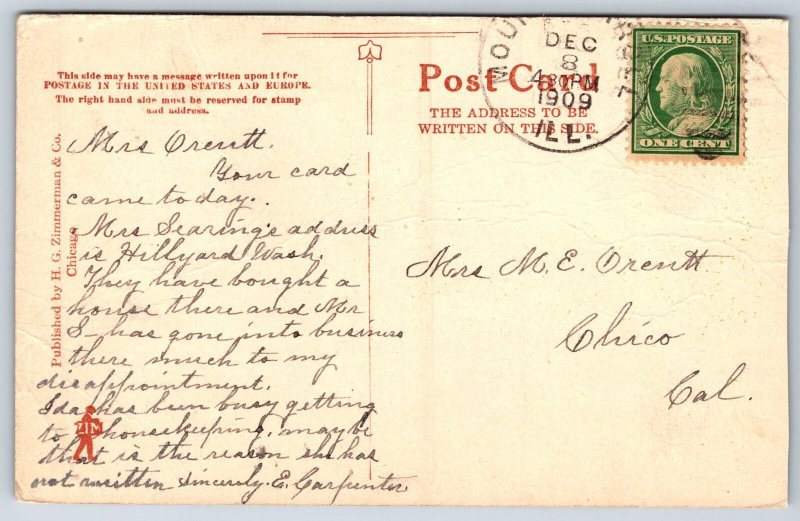 Mt Carroll Illinois~Castle Rock~1909 Postcard