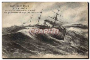 Postcard Old Boat Bien Hoa Transport french 1st rank in heavy seas off the Da...