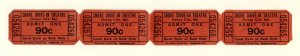 4 Vintage Shore Drive-In Theatre .90¢ Tickets, Ocean City, Maryland/MD, 1960...