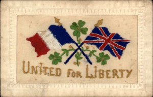 WWI United for Liberty Embroidered French and British Flags EMBROIDERY