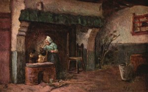 Vintage Postcard Interior Flamend D'Apres Le Tableau De J A Heyermans